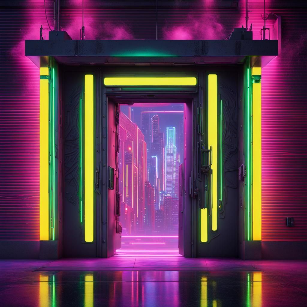 Neon Mirage Door