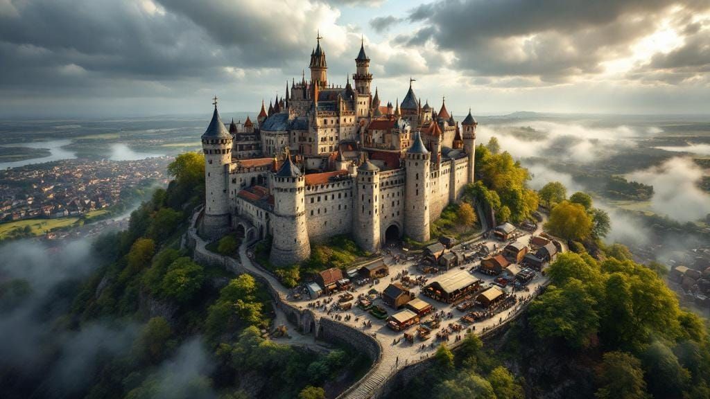 Realistic Aerial View of Medieval Castle Bouillon