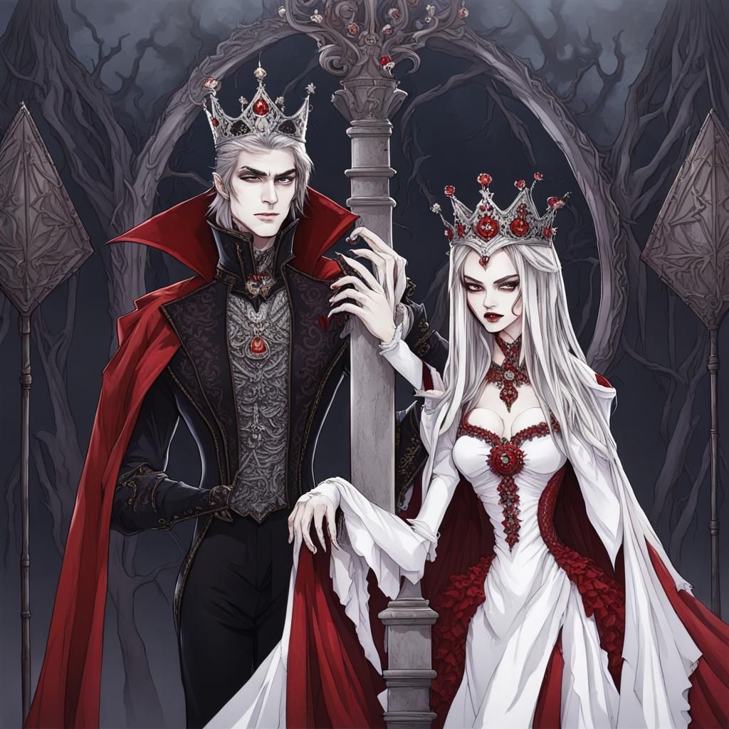 Regal Vampire King and Queen Portrait