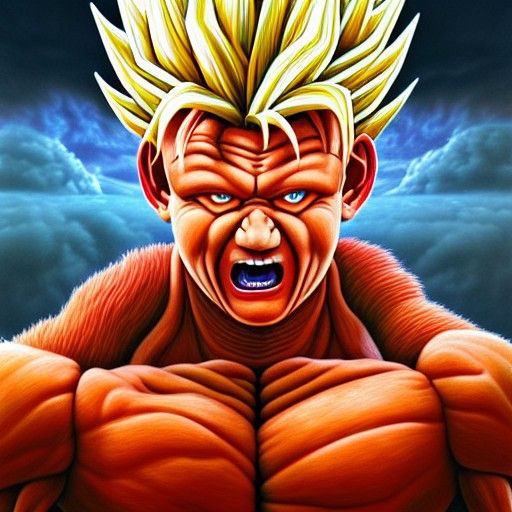 Hyperrealistic Super Saiyan Gordon Ramsay Digital Art