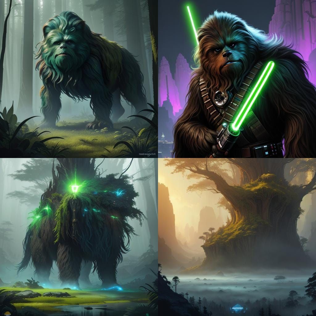 Green Chewbacca in Star Wars Concept Art