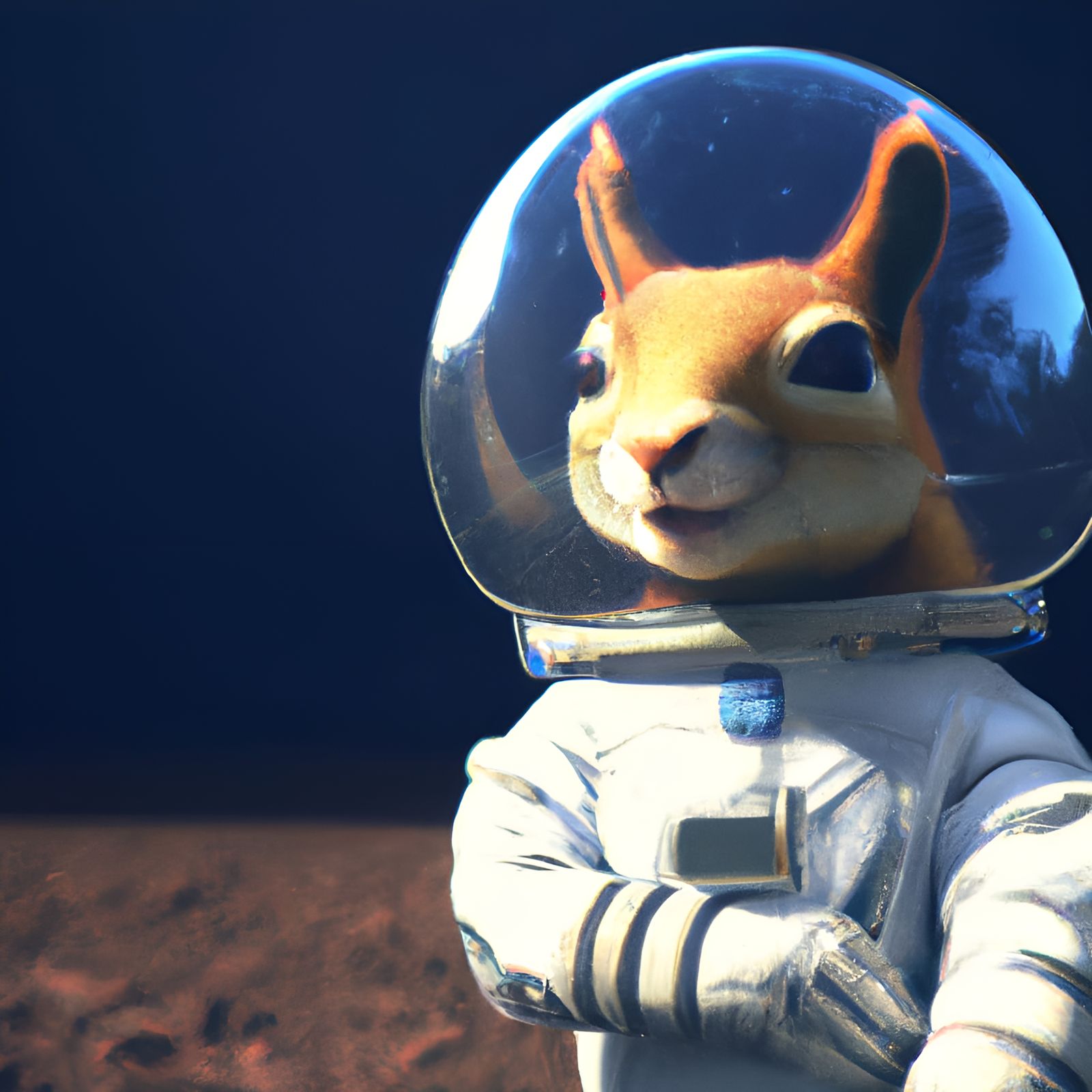 Squirrel Astronaut in Space: 3D Render