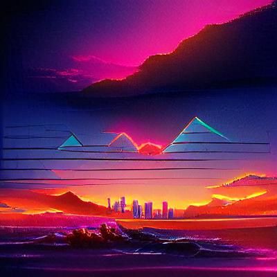 Synthwave Sunset with Neon Retro Colors
