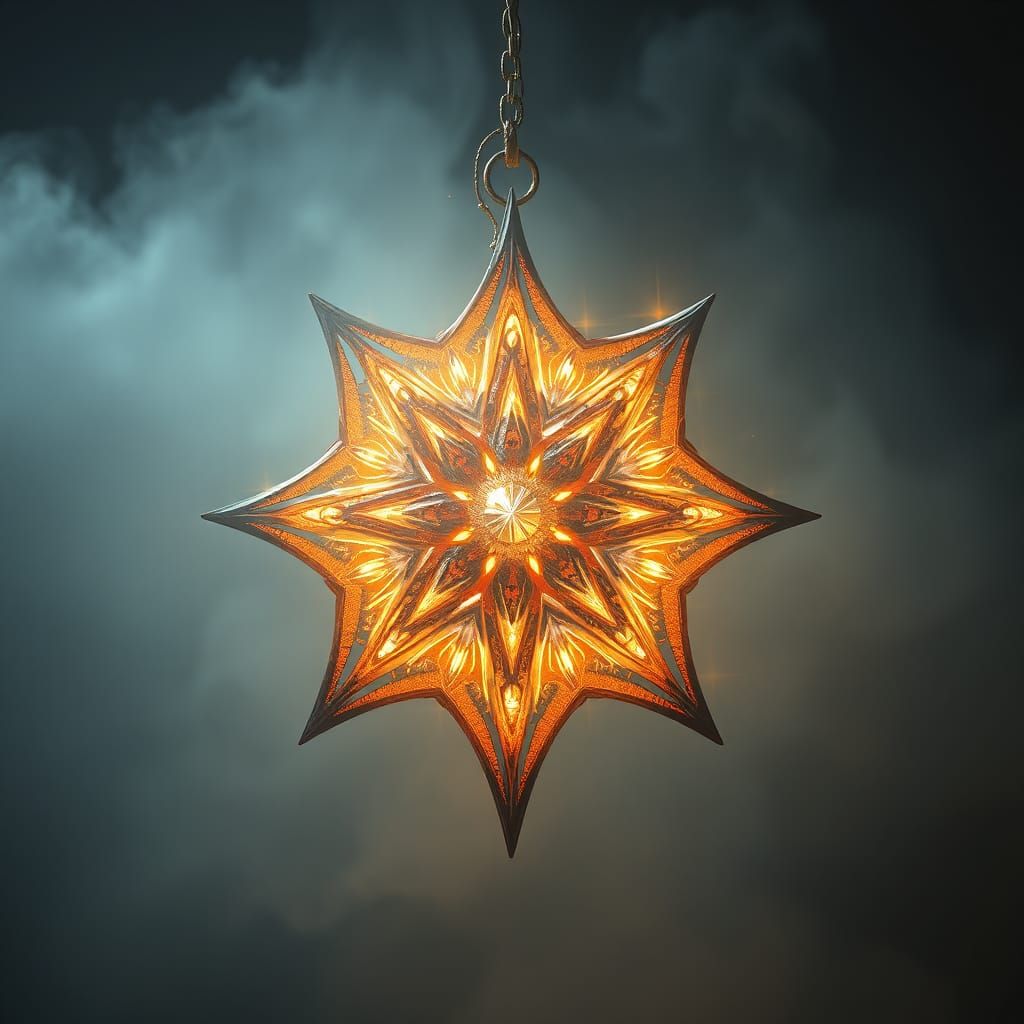 Mystical Moravian Star Shimmers in Ethereal Dreamscape