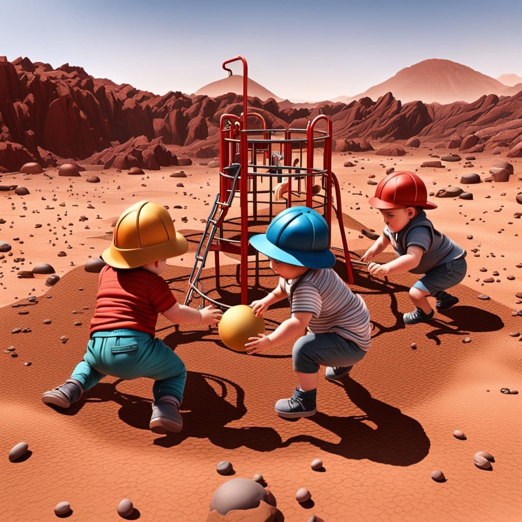 Babies Play on a Mars Playground