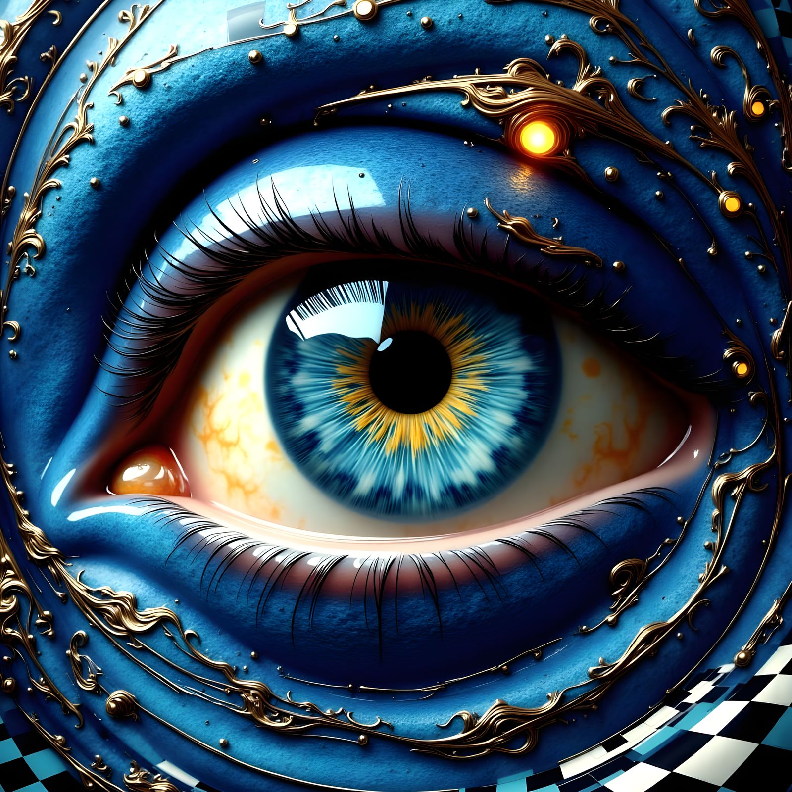 Vibrant Blue Eye in Dreamlike Abstraction