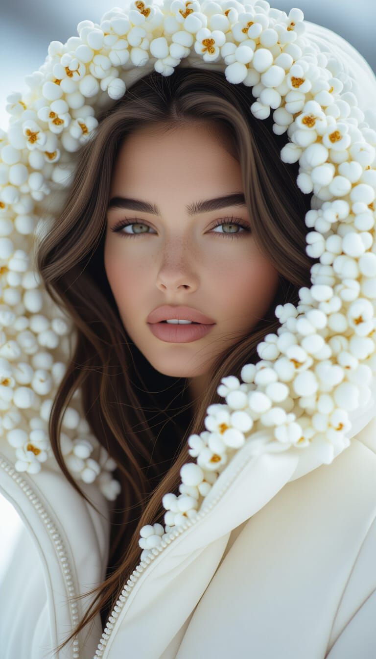 Editorial Portrait of Model in Popcorn Jacket
