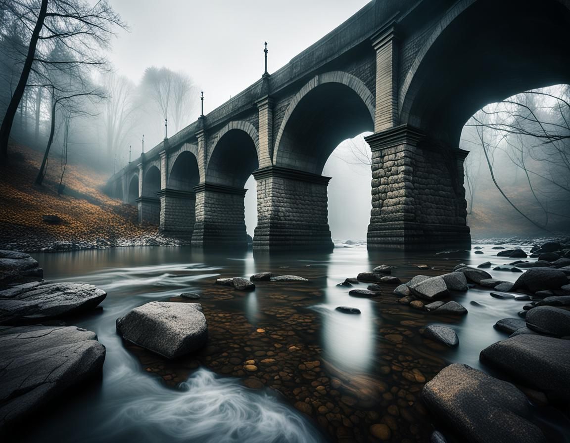 Foggy River Bridge at Dawn