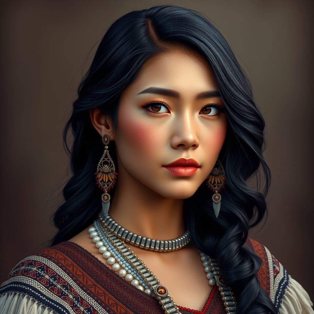 Cree Woman in Traditional Attire