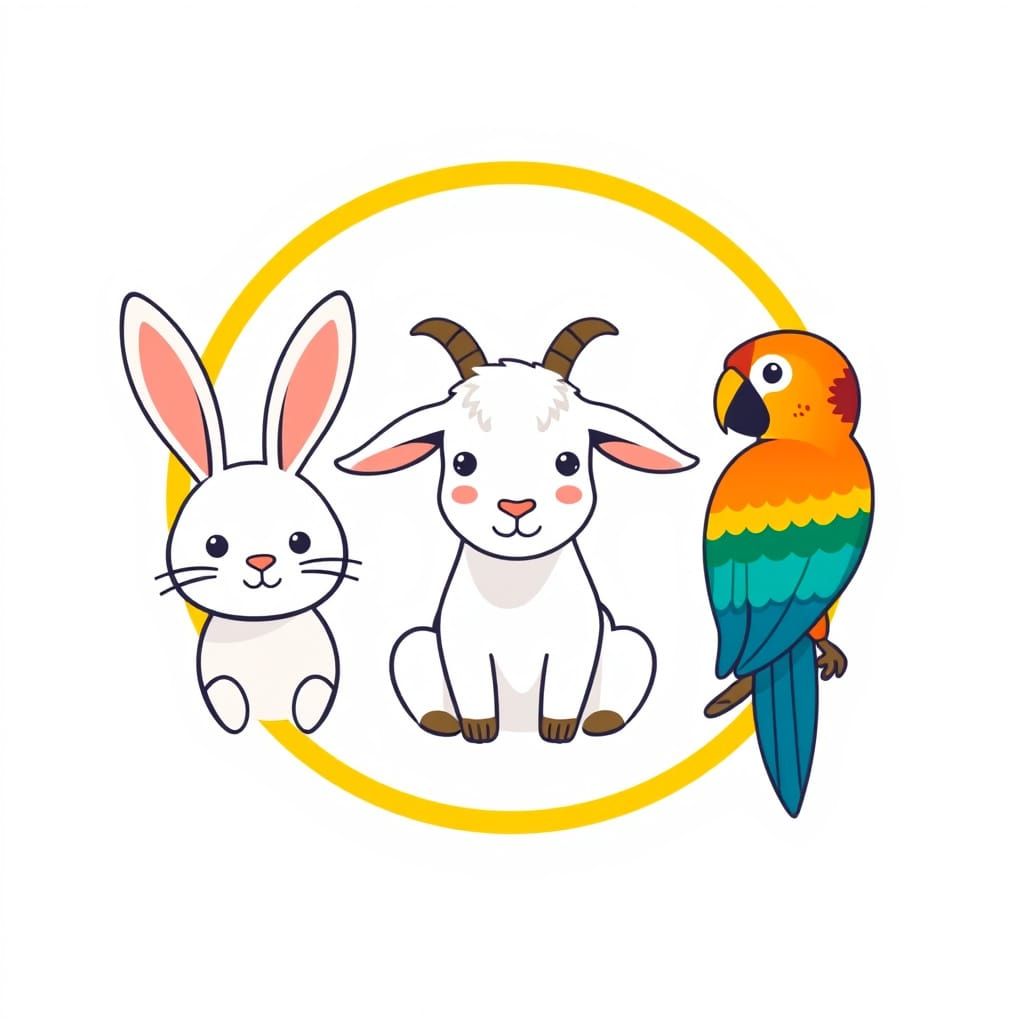 Whimsical Petting Zoo Logo with Adorable Animal Icons