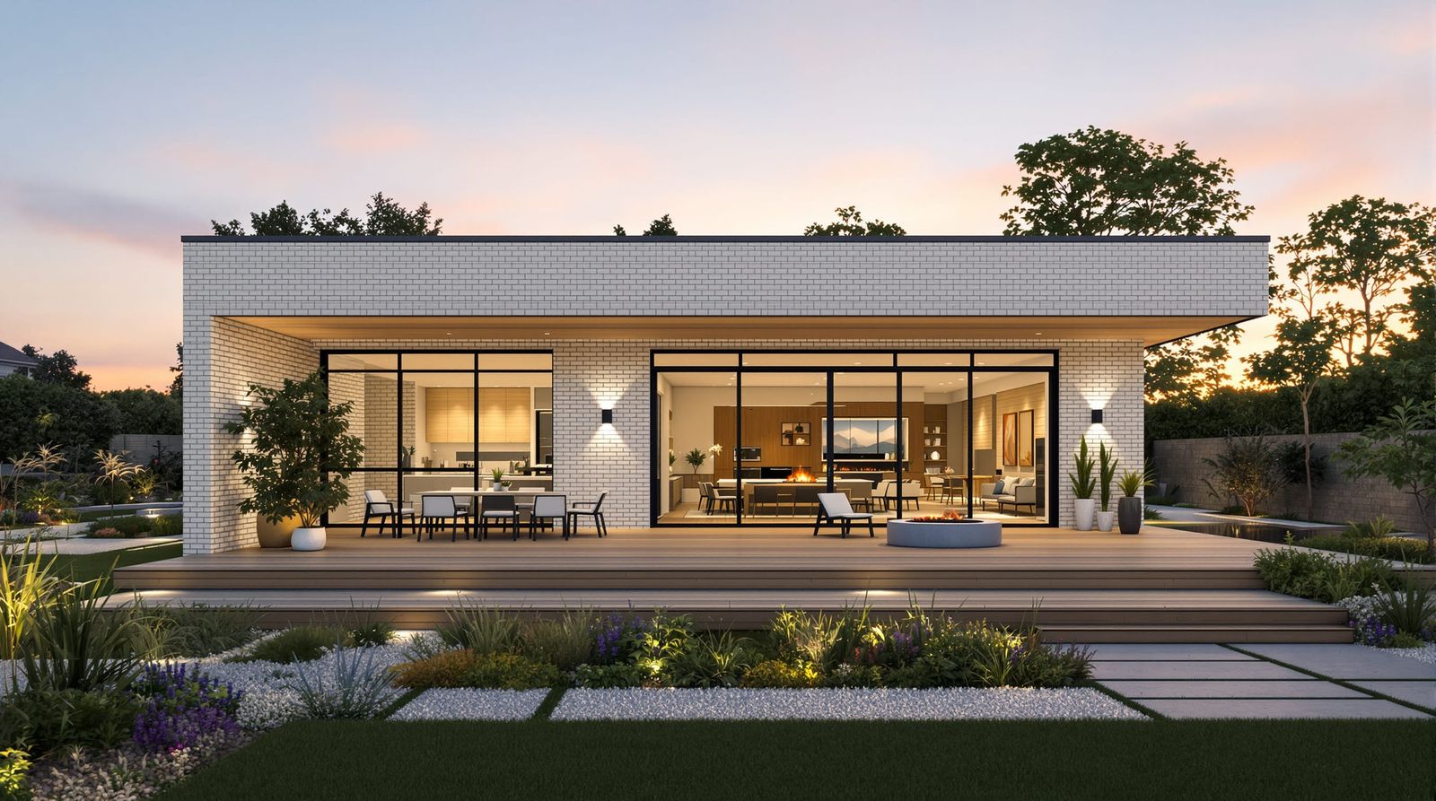 Modern Brick Garden House with Contemporary Design