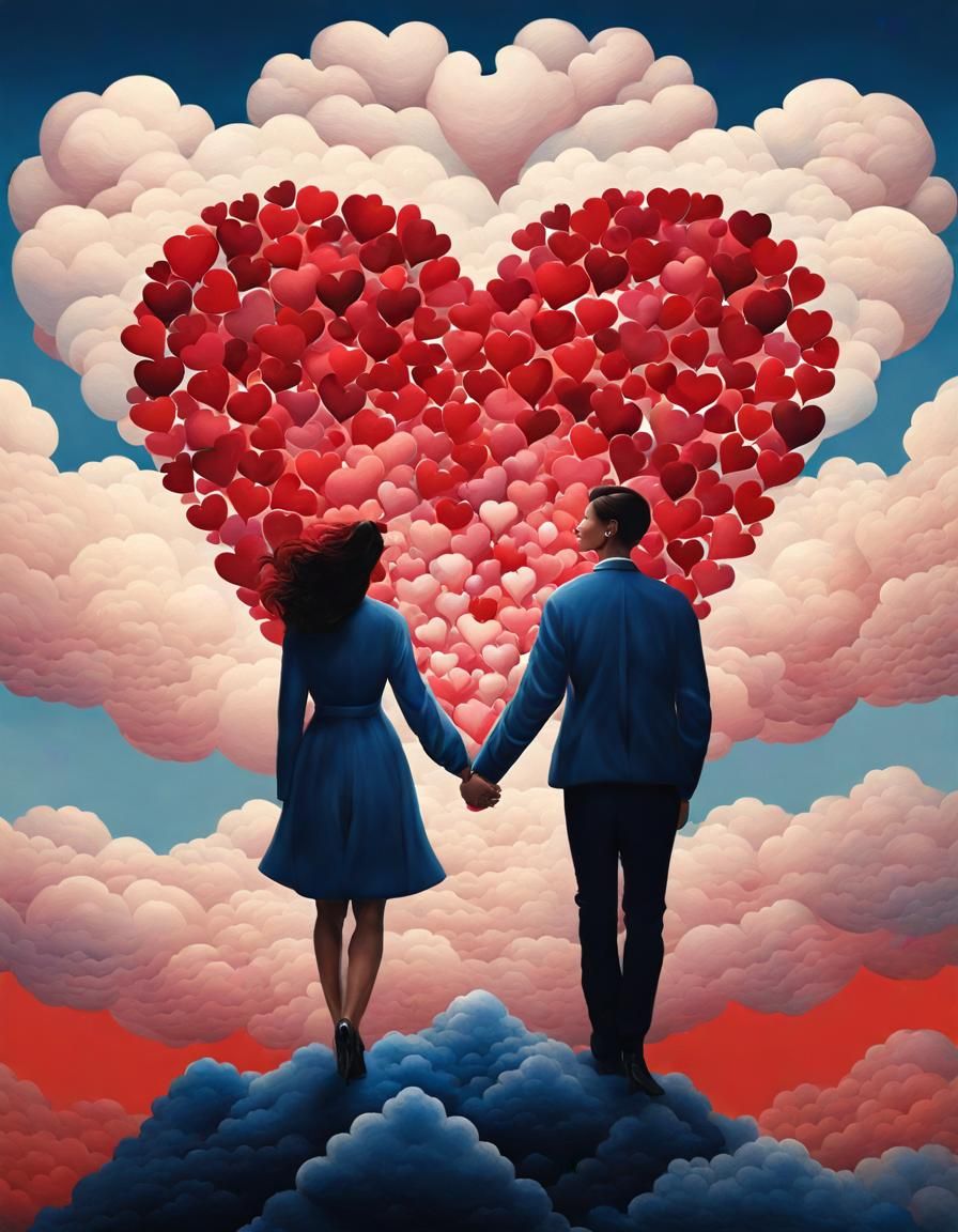 Romantic Mountain Scene in Surreal Watercolor Art Style