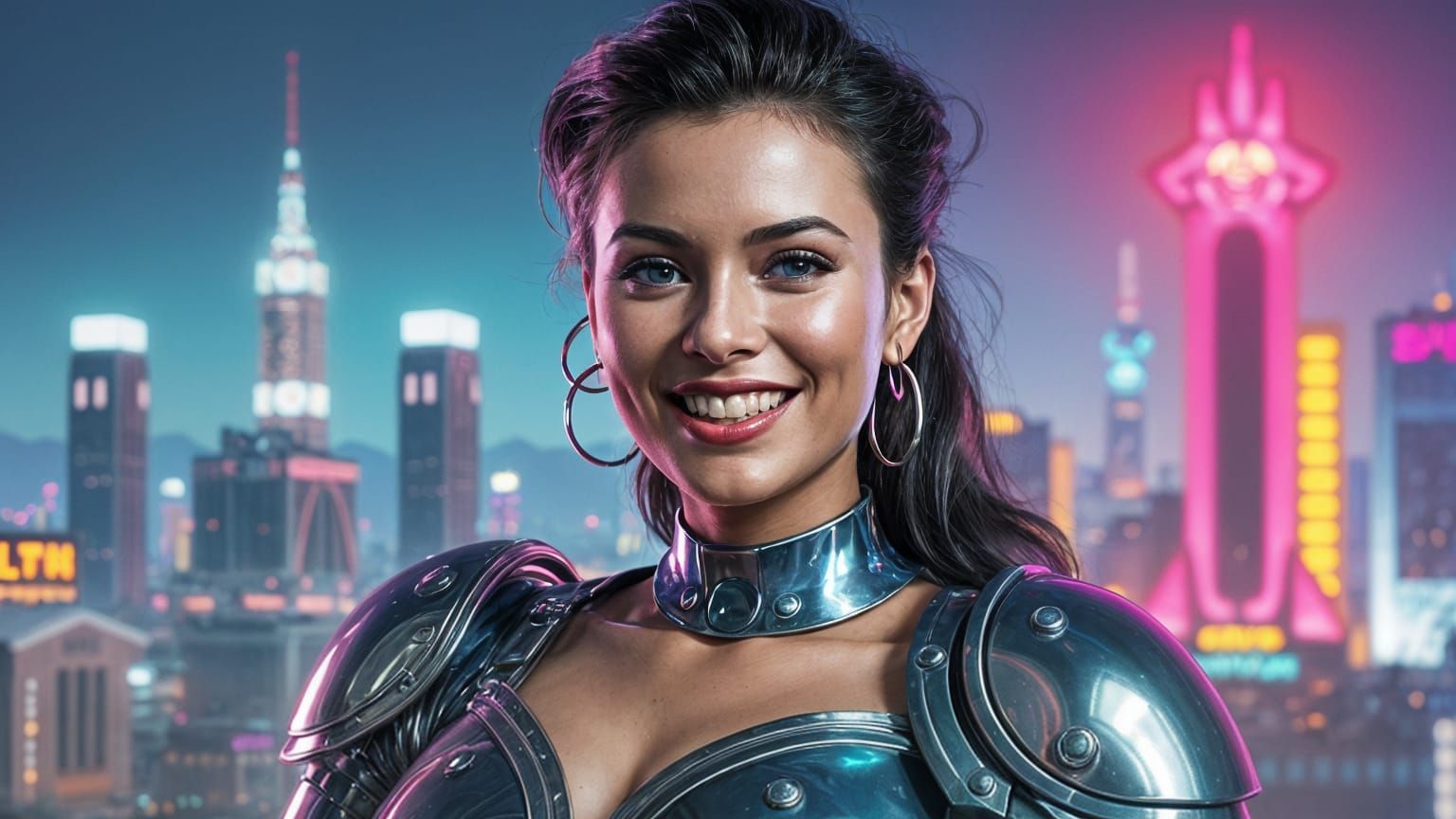 Atomic Babe in Retro-Futuristic Cyberpunk Style