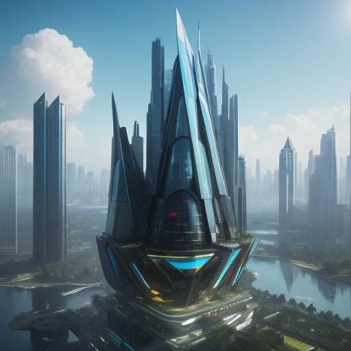 Majestic 60-Story Building in Futuristic Concept Art