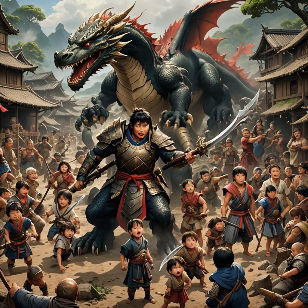 Village Under Attack: Dragon, Tsunami, and Super Baby Heroes