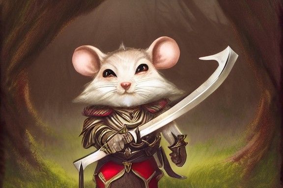 Mouse Knight on Branch: Whimsical Fantasy Art