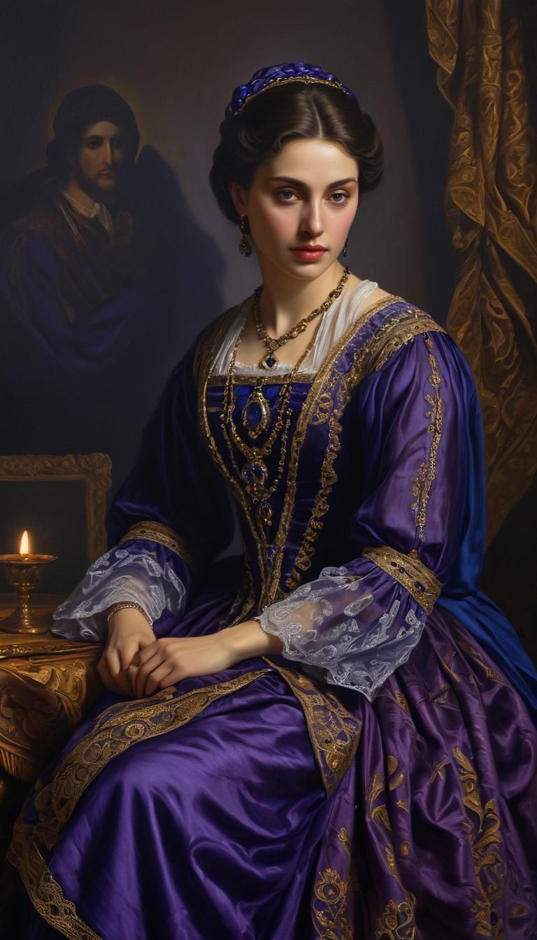 Venetian Noblewoman in Baroque Oil Painting