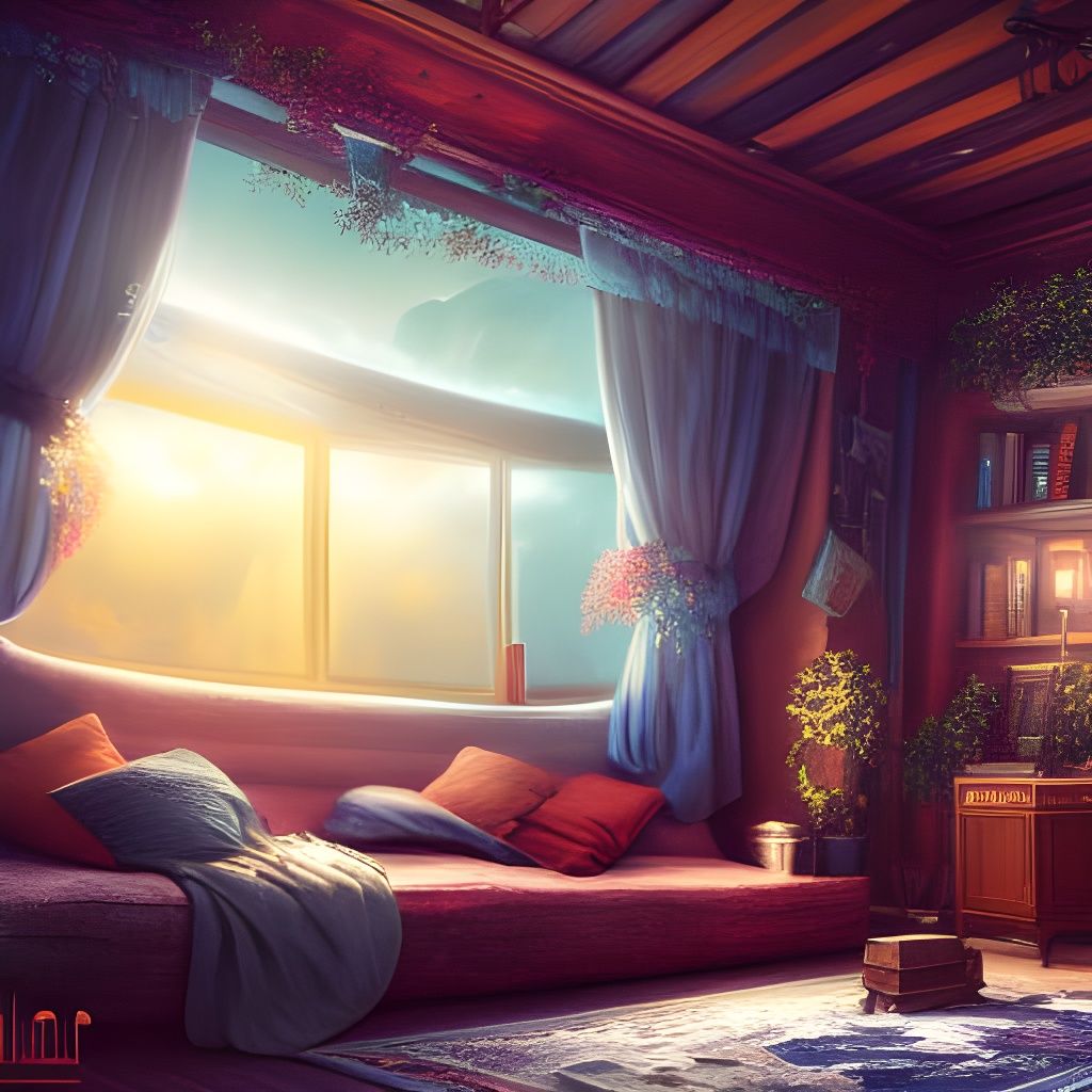 Cozy Home Music Studio: Detailed Matte Painting