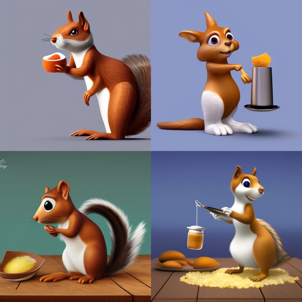 Squirrel with Salt Shaker: 3D Digital Art