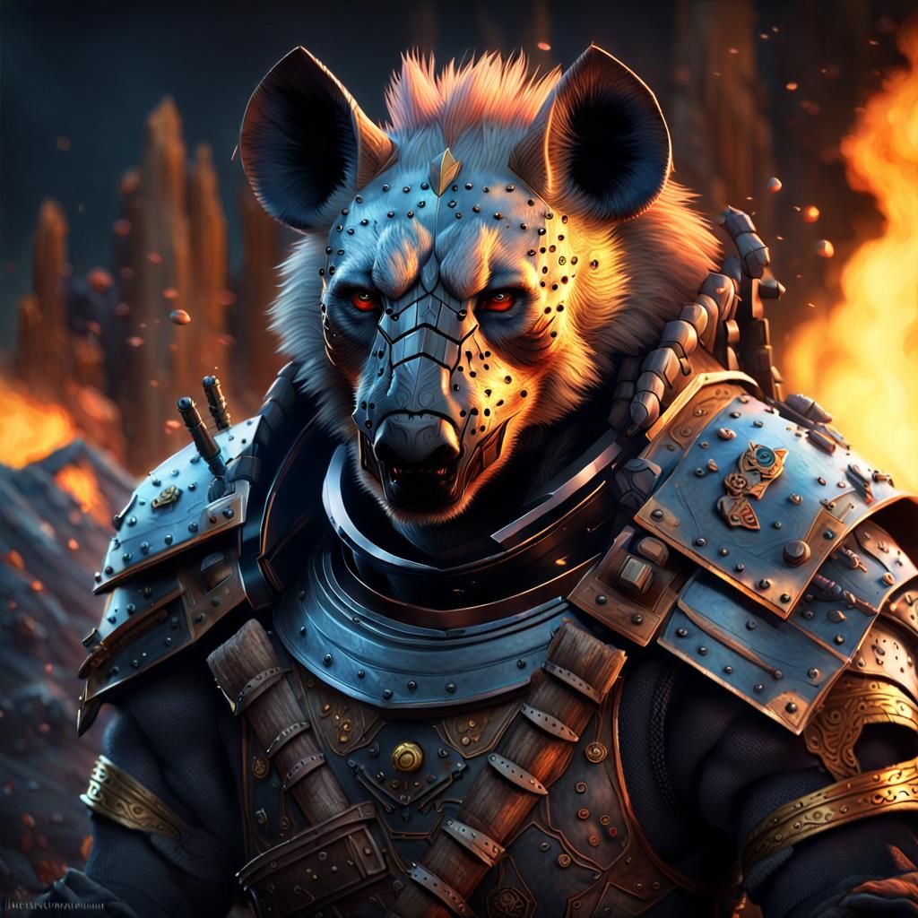 Armored Hyena Humanoid Warlord by Campfire