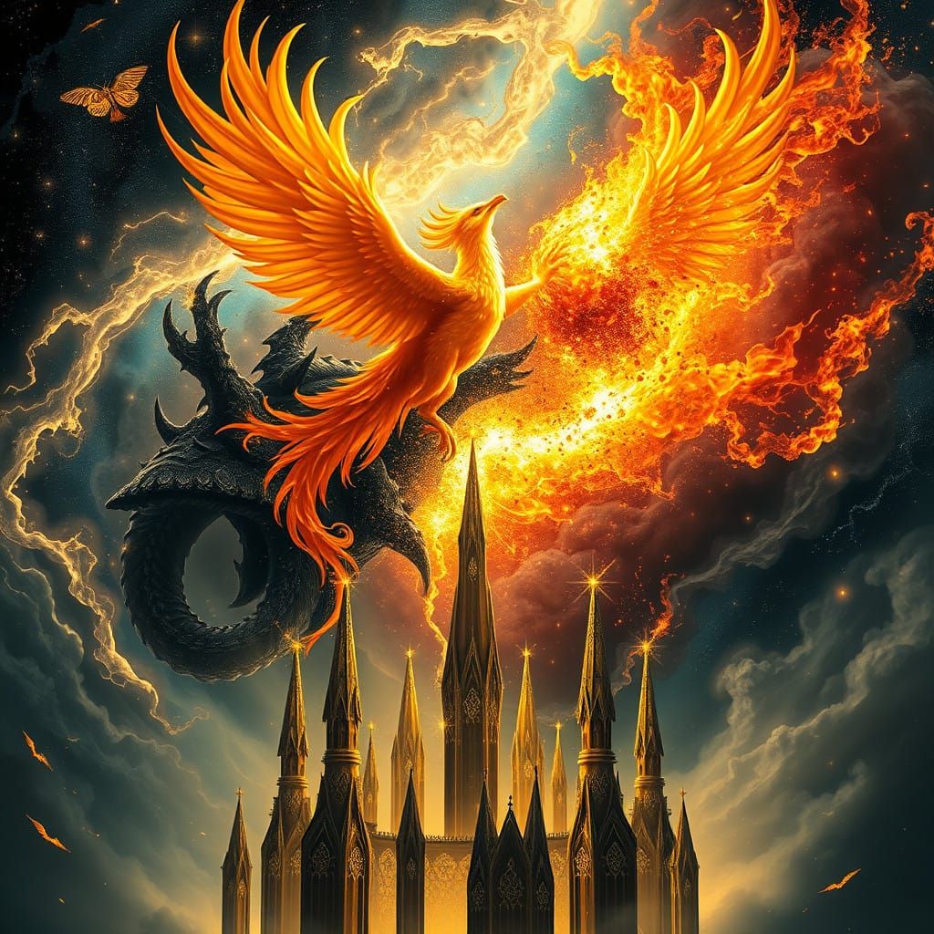 Ethereal Celestial Clash in a Shattered Nebula