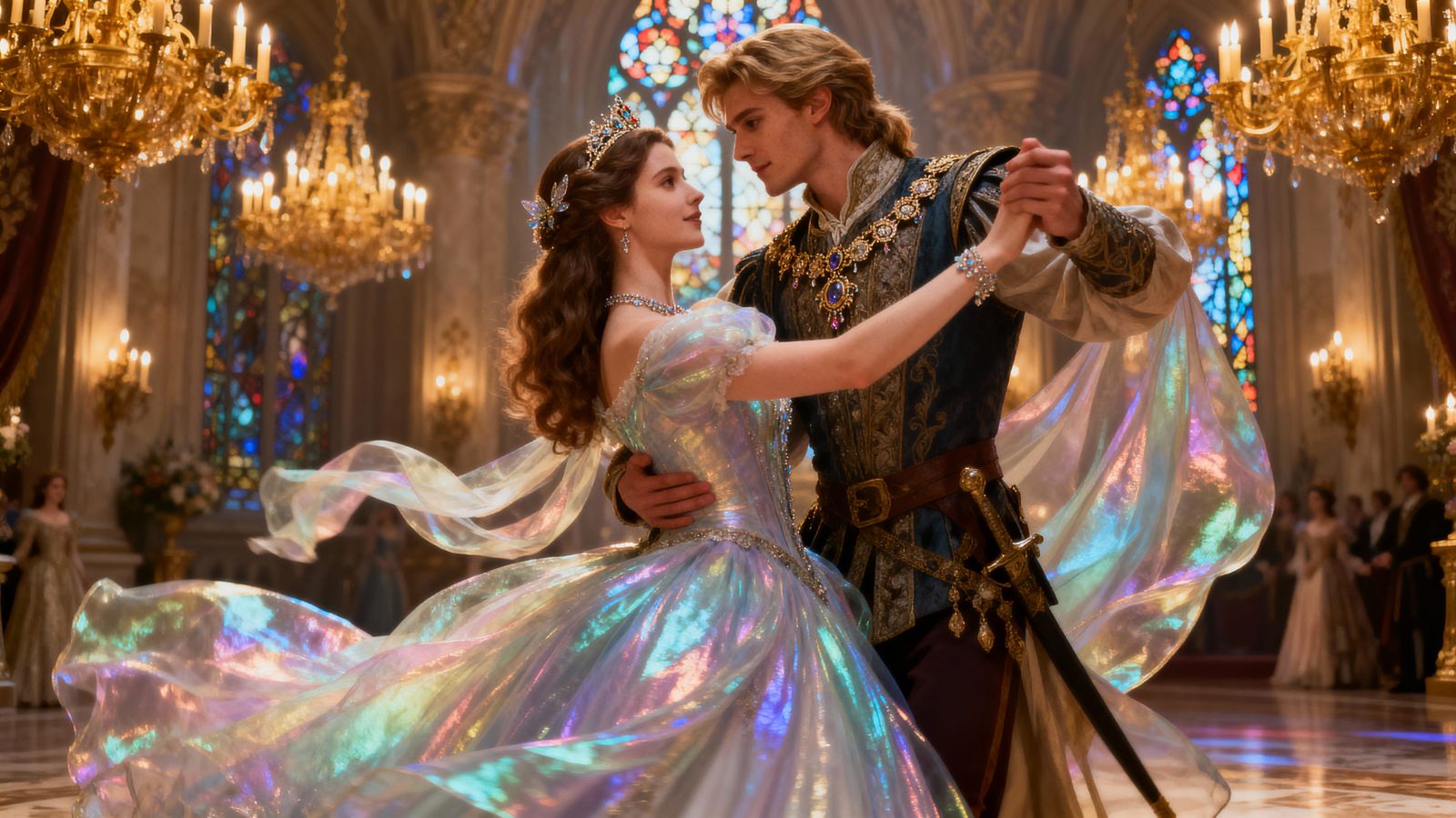 Fantasy Prince and Princess Dancing at Royal Ball