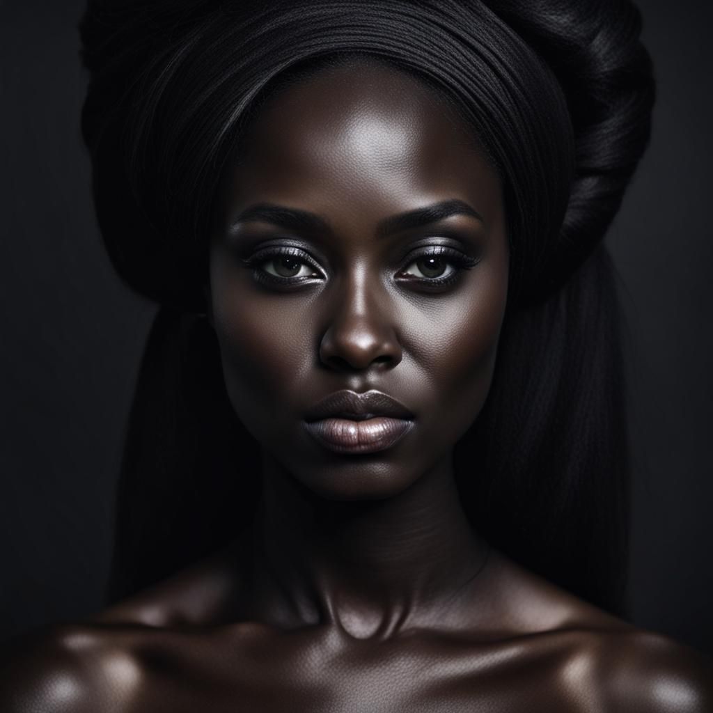 Striking Portrait of a Dark-Haired Beauty