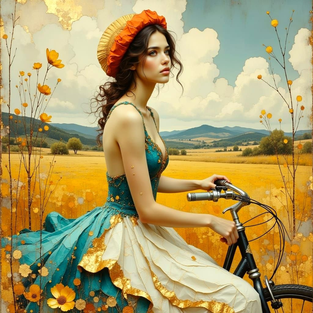 Raspberry Beret Chic in a Whimsical Countryside Scene