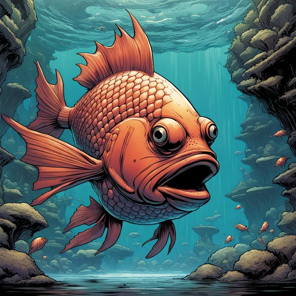 Talking Fish in Comic Book Style