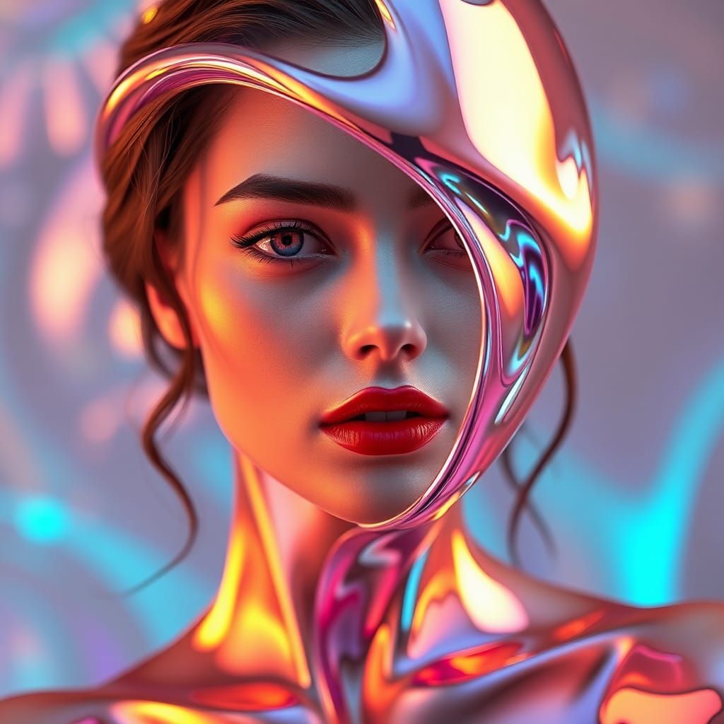 Holographic Object in Fluid Elements Sculpture Style