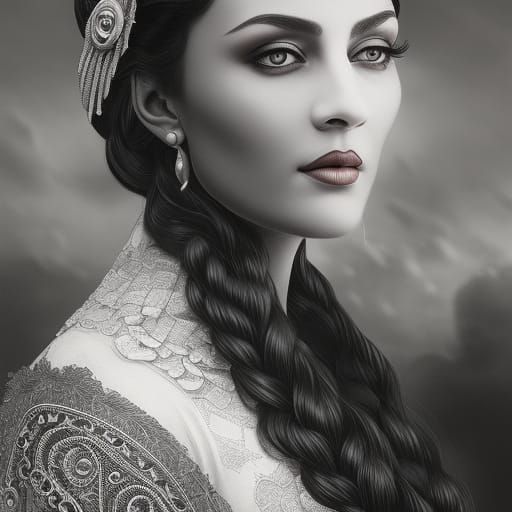 Beautiful Gangster Portrait in Industrial Art Nouveau Style