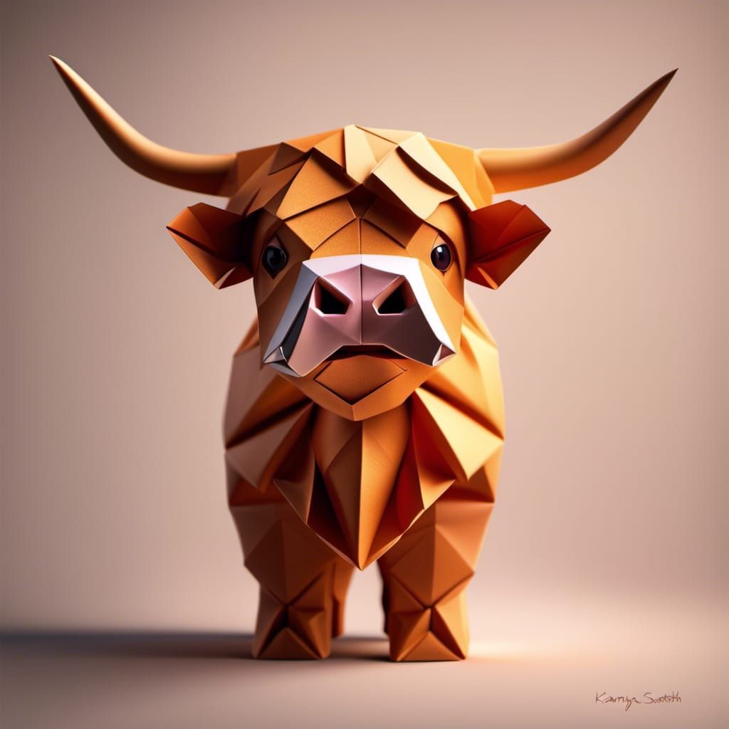 Origami Highland Cow: Intricate Paper Art