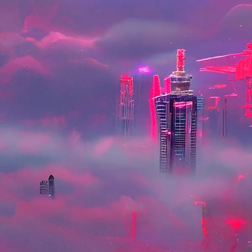Cyberpunk City in the Clouds: Neon Metropolis