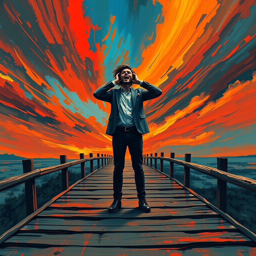 Modern Scream: Expressionist Digital Art of Isolation