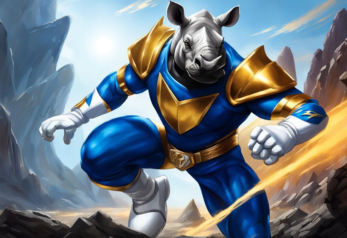 Muscular Rhino Power Ranger in Desert Wind