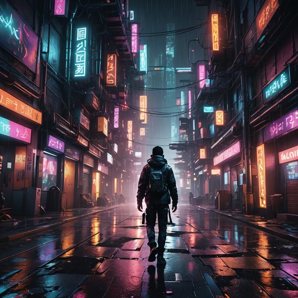 Futuristic Glitch: 3D Game Art in Neon City