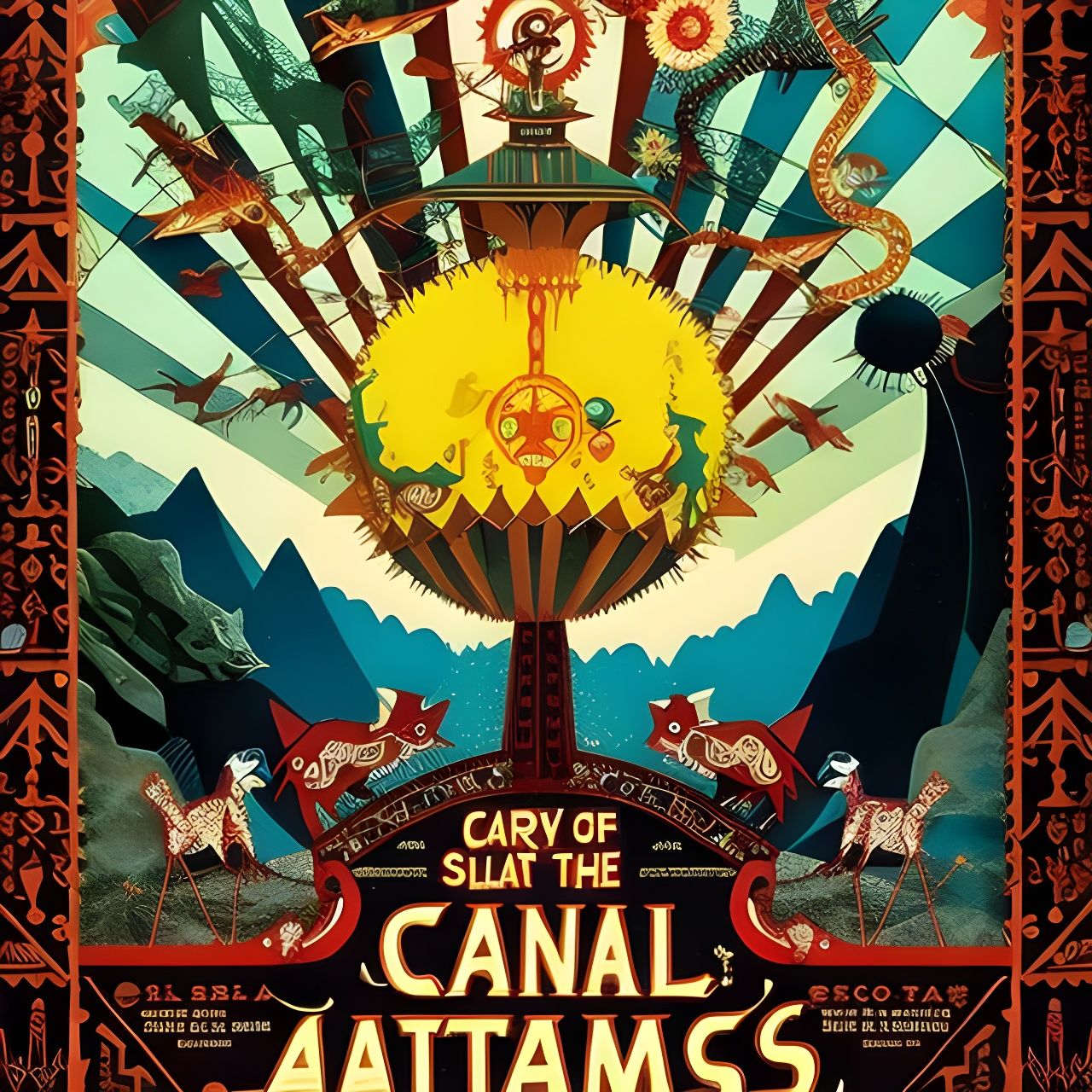 Intricate Solarpunk 'Carnival of the Animals' Movie Poster