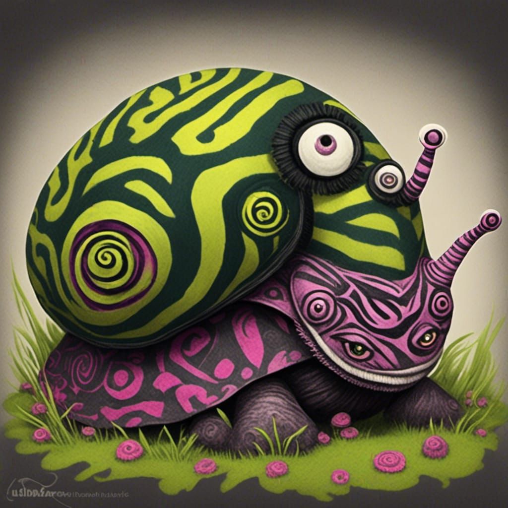 Giant Snail in Abstract Style