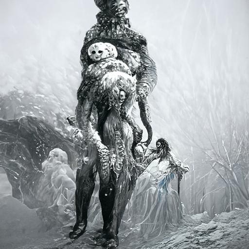 Eldritch God Enthroned in Winter Woods