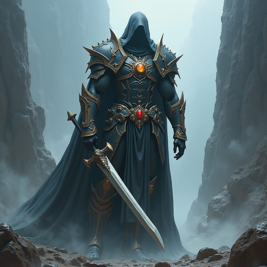 Shardbearer in Highstorm Landscape, Epic Fantasy Art