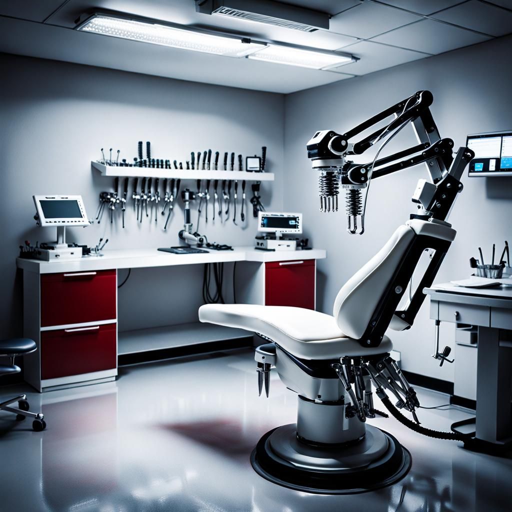 Terrifying Dentist's Chair in White Torture Room