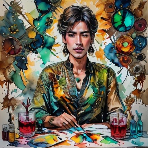 Vibrant Alcohol Marker Artwork with Textured Effect