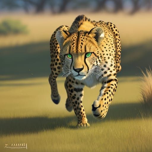 Cheetah on the Hunt: Hyper-Realistic Digital Painting