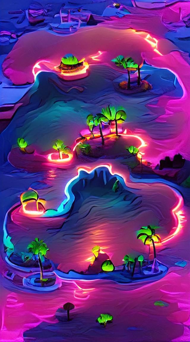 Neon Island Paradise: A Glowing Oasis