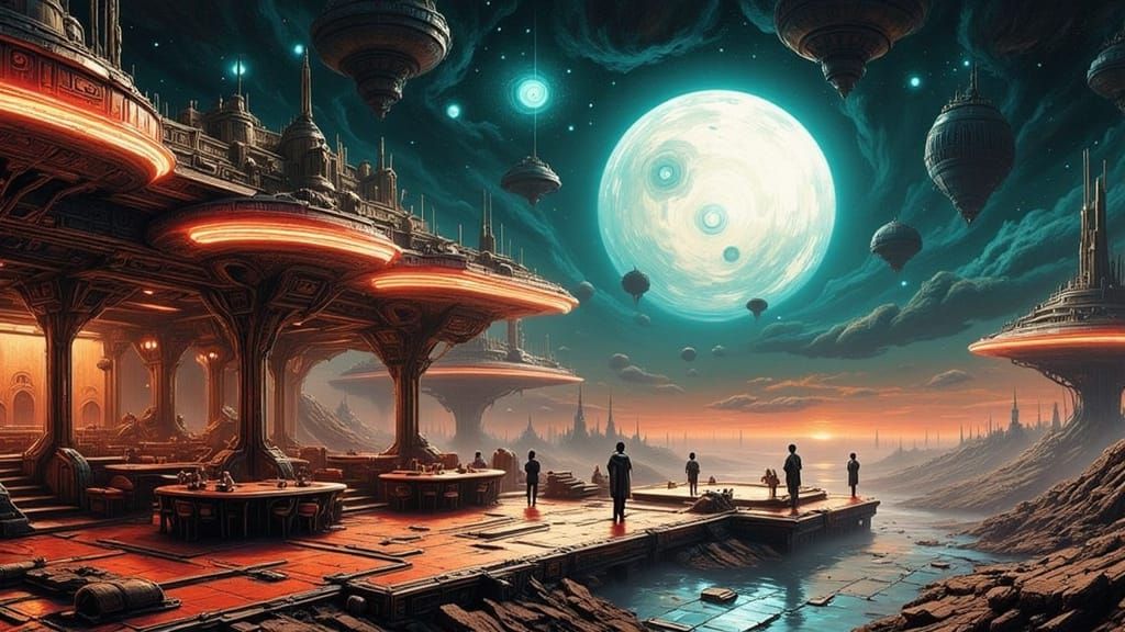 Restaurant at Universe's End on Orbiting Asteroid