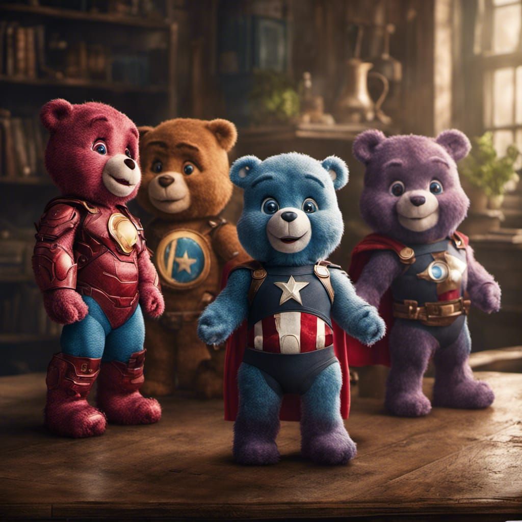 Care Bears as The Avengers: Hyperrealistic Cinematic Render