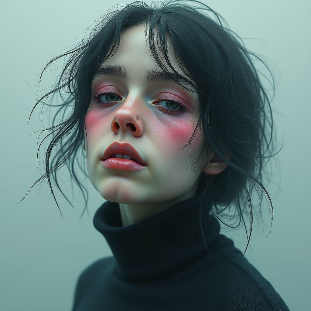 Contemplative Portrait in Fantasy Concept Art Style