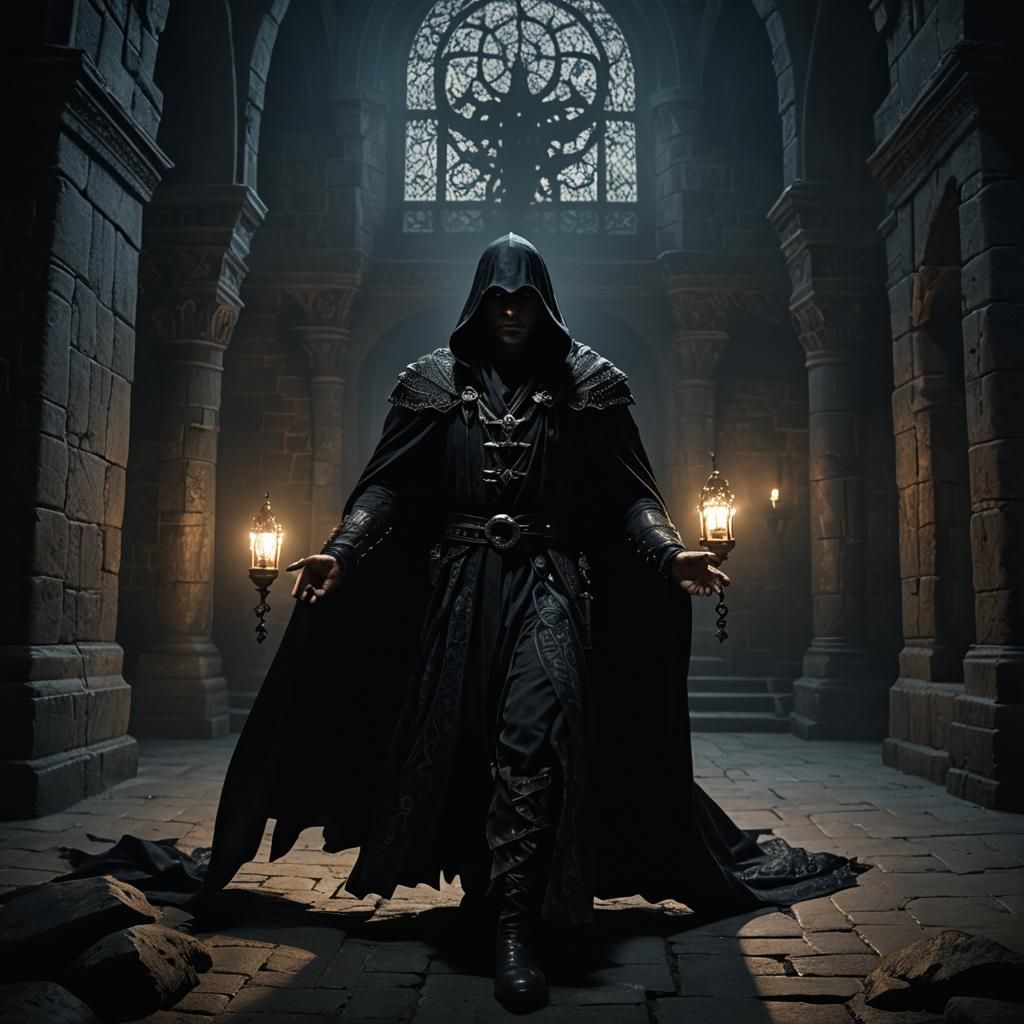 Shadow Sorcerer in Dark Fantasy Castle