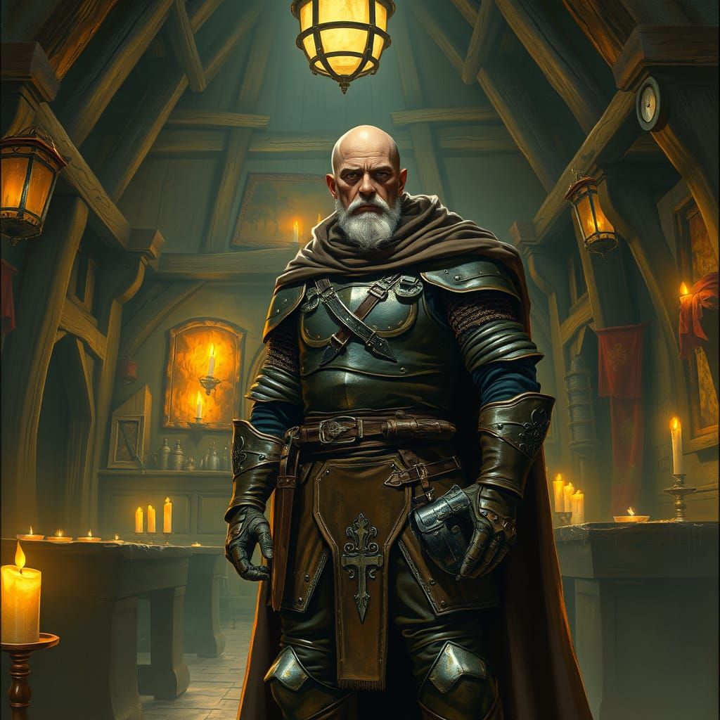 Medieval Captain in Tavern, Frazetta-Wrightson Style