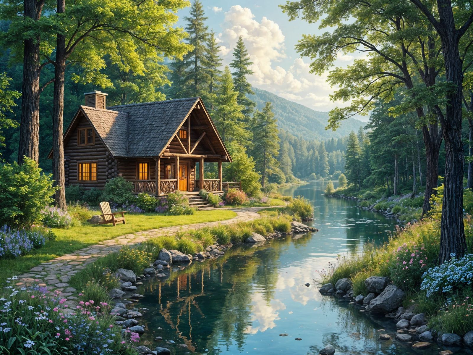 Serenity Found: Cozy Log Cabin on Tranquil Riverbanks